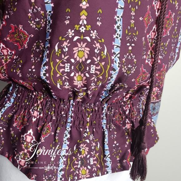 3/$25 Blue Rain Women's Tassel Tie Long Sleeve Blouse - Picture 3 of 7